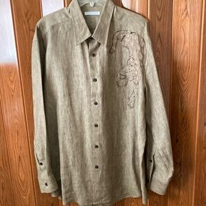 Luciano Moresco Men’s Shirt Long Sleeve Size XXL Made in Italy with an Appliqué